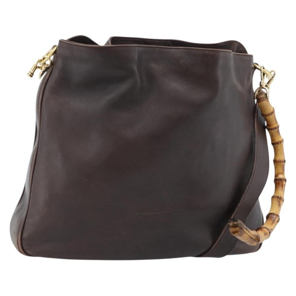 Gucci Bamboo Leather Shoulder Bag Brown